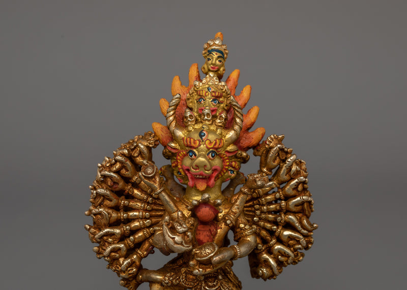 Handmade Buddhist Deity Yamantaka Sculpture | Tibetan Deity of Protection