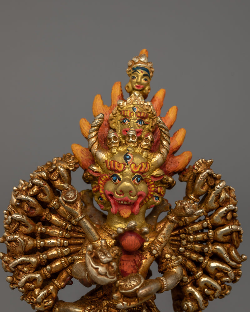 Handmade Buddhist Deity Yamantaka Sculpture | Tibetan Deity of Protection