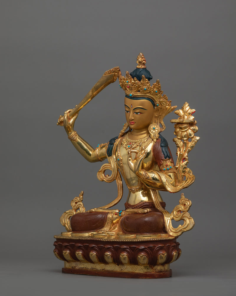 Historical  Wisdom Deity Manjushri Statue | Enlightened Protector of Knowledge