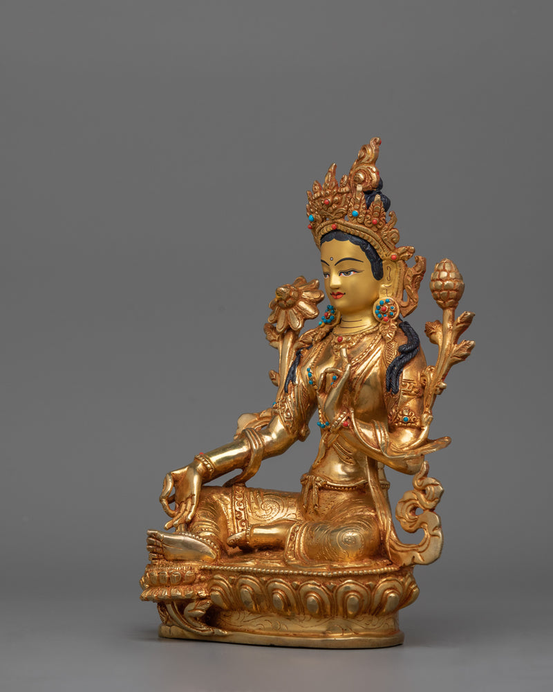 Historical Buddhist Deity Green Tara Sculpture | A Symbol of Compassion and Protection