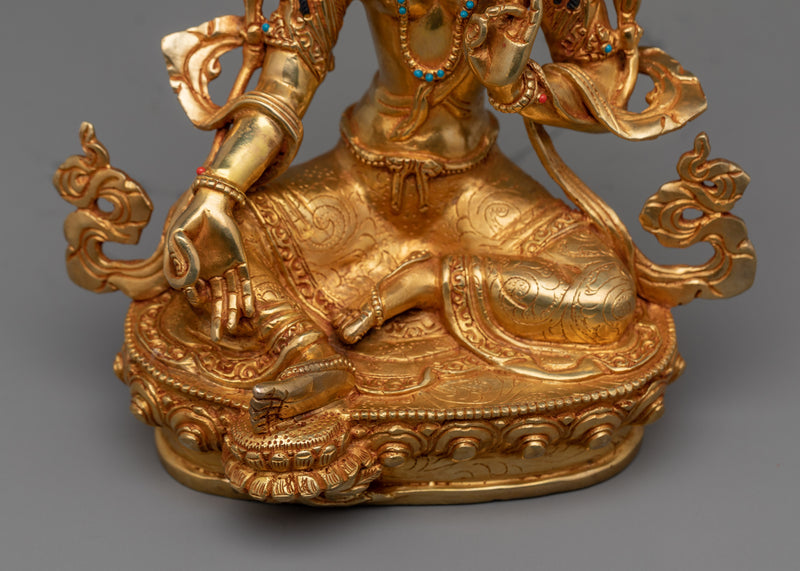 Historical Buddhist Deity Green Tara Sculpture | A Symbol of Compassion and Protection