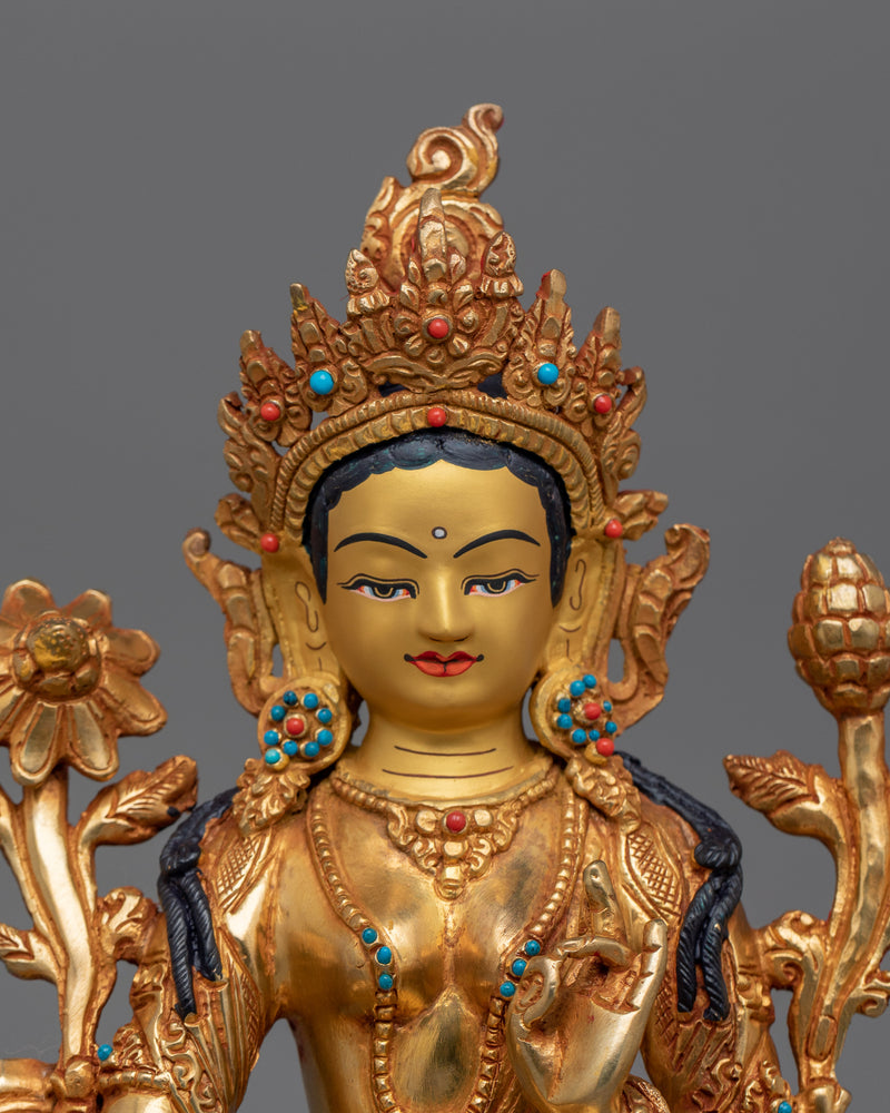 Historical Buddhist Deity Green Tara Sculpture | A Symbol of Compassion and Protection