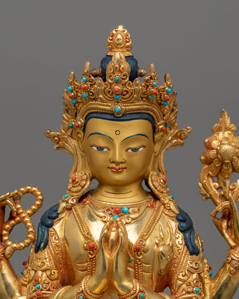 Gorgeous Four armed Chenrezig Statue  | Also Known as Avalokiteshvara