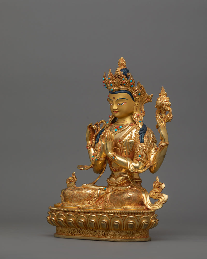 Gorgeous Four armed Chenrezig Statue  | Also Known as Avalokiteshvara