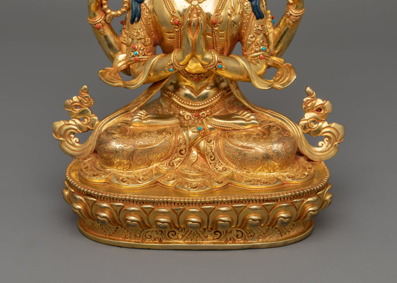 Gorgeous Four armed Chenrezig Statue  | Also Known as Avalokiteshvara