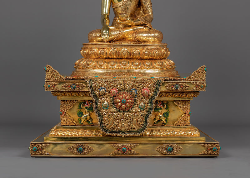 Big Shakyamuni Buddha Statue with Beautiful Throne | Known as Historical First Buddha