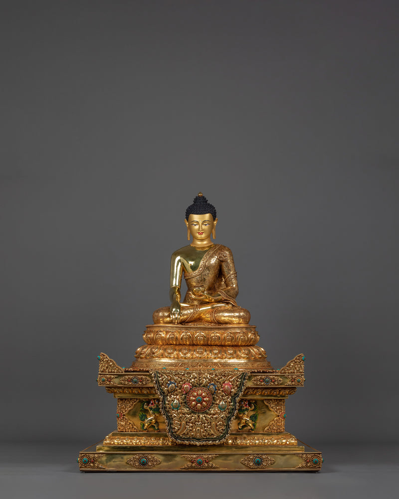 Big Shakyamuni Buddha Statue with Beautiful Throne | Known as Historical First Buddha