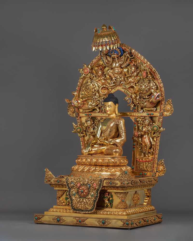 Big Shakyamuni Buddha Statue with Beautiful Throne | Known as Historical First Buddha