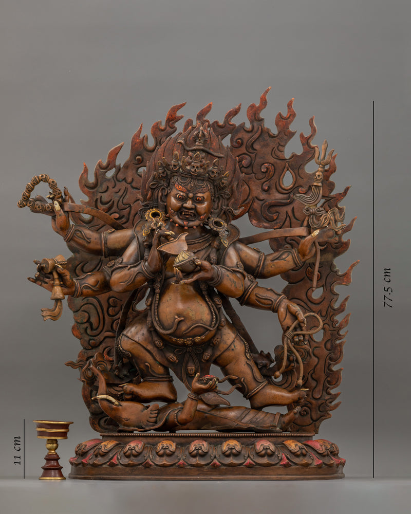 Powerful Protector of Dharma Six Armed Mahakala | Buddhist Guardian of Dharma Statue