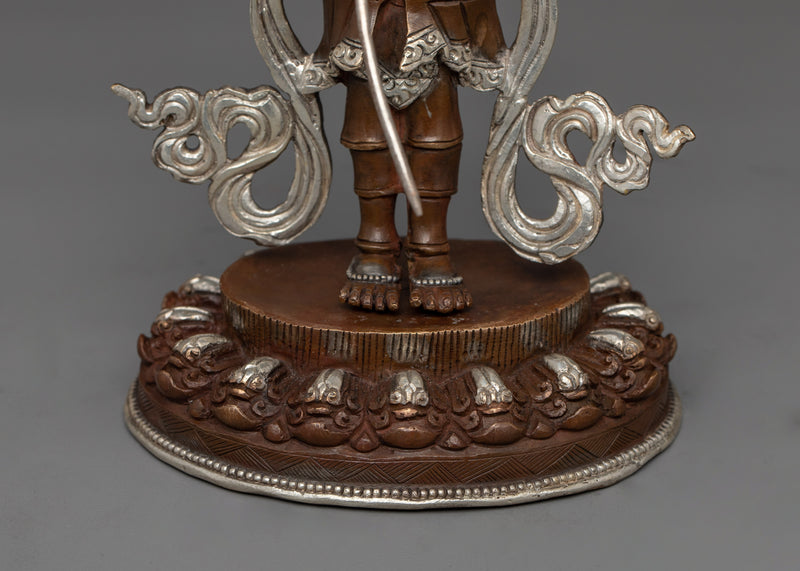 Mandarava The Enlightened Female Guru Deity Figurine | Oxidized Copper and Silver-Plated Sculpture