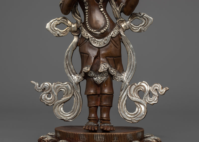 Mandarava The Enlightened Female Guru Deity Figurine | Oxidized Copper and Silver-Plated Sculpture