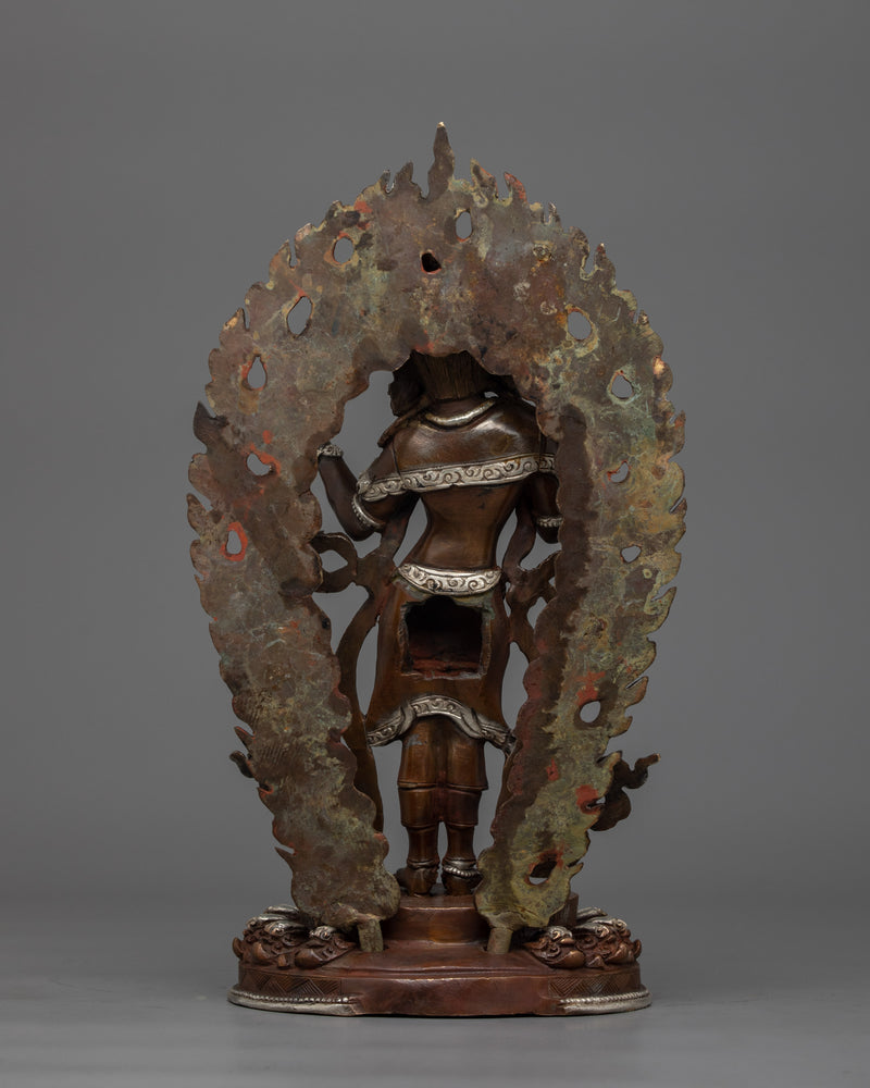 Mandarava The Enlightened Female Guru Deity Figurine | Oxidized Copper and Silver-Plated Sculpture