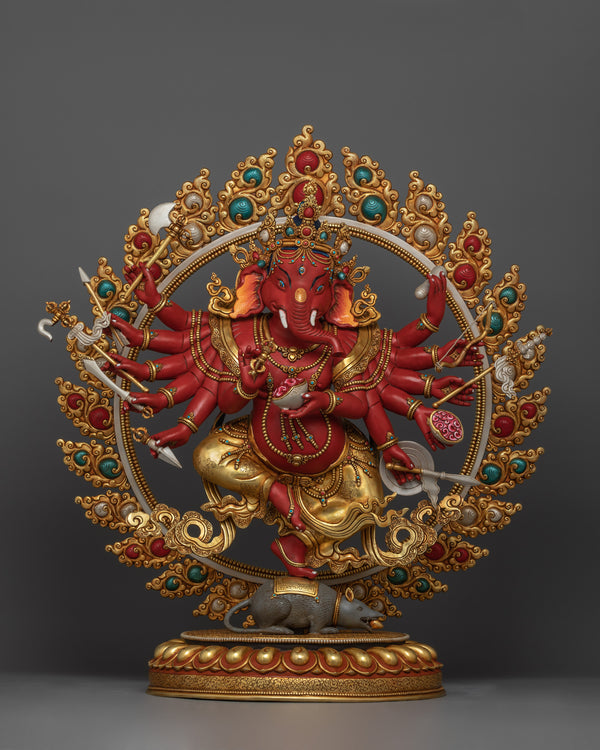 Red (Rakta) Ganesh Statue | Handmade in Nepal by Nepali Master Artists