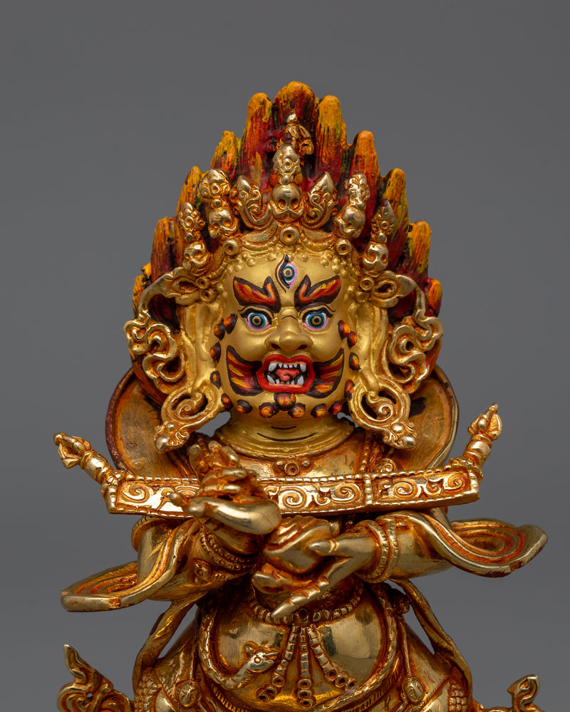 Tibetan Buddhist Shakya Mahakala Statue | Protector of the Dharma and Spiritual Strength