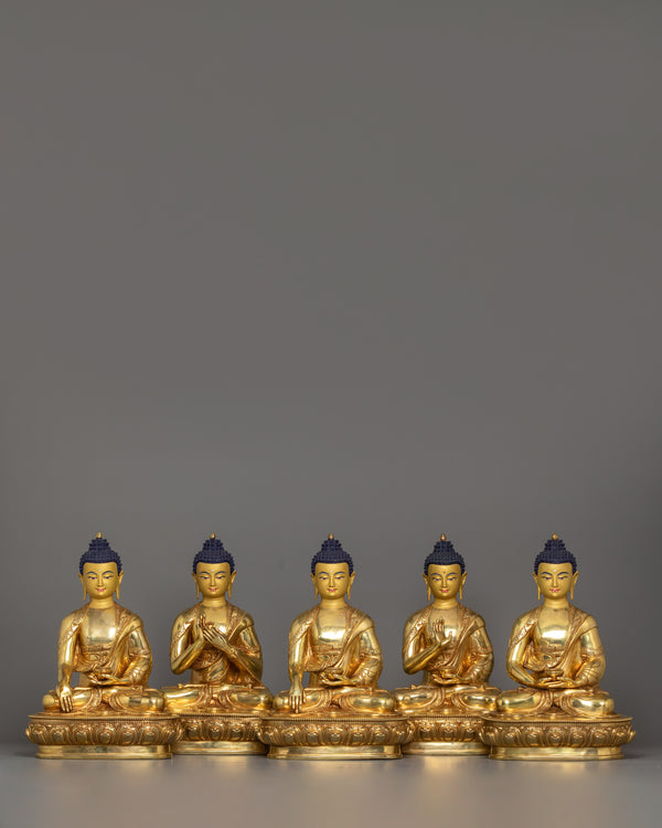 handmade-five-buddha-set-sculpture