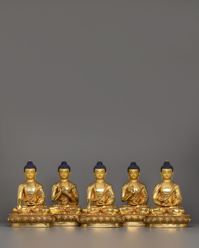 handmade-five-buddha-set-sculpture