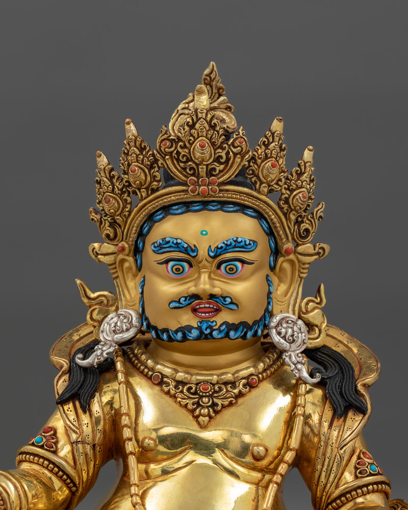 24K Gold Gilded Dzambhala Rituals Figure | The Wealth Deity of Prosperity