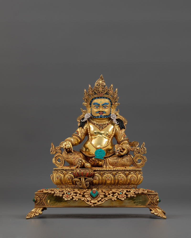 24K Gold Gilded Dzambhala Rituals Figure | The Wealth Deity of Prosperity