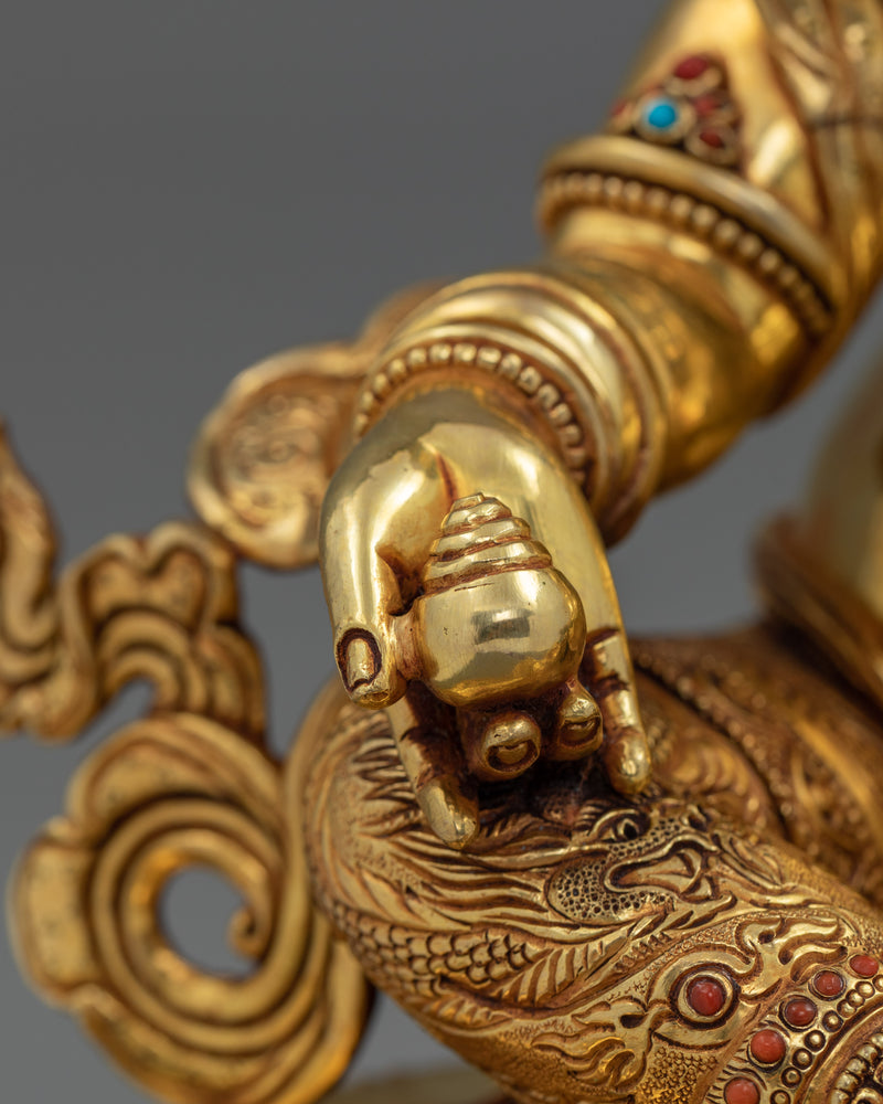 24K Gold Gilded Dzambhala Rituals Figure | The Wealth Deity of Prosperity