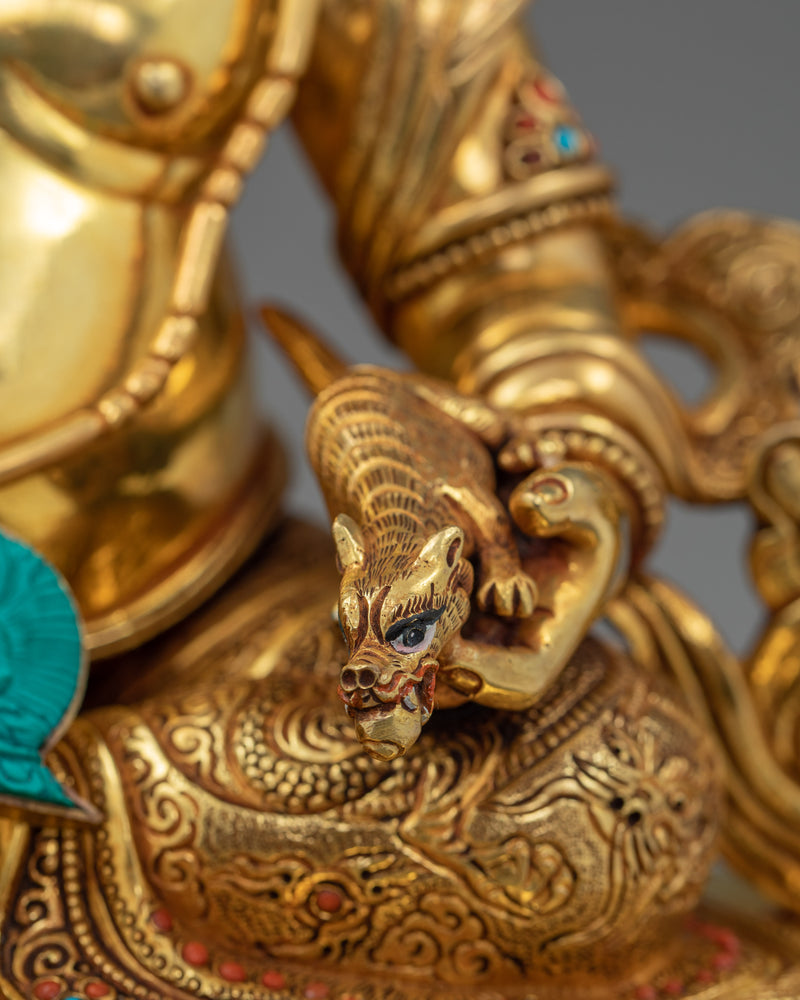 24K Gold Gilded Dzambhala Rituals Figure | The Wealth Deity of Prosperity