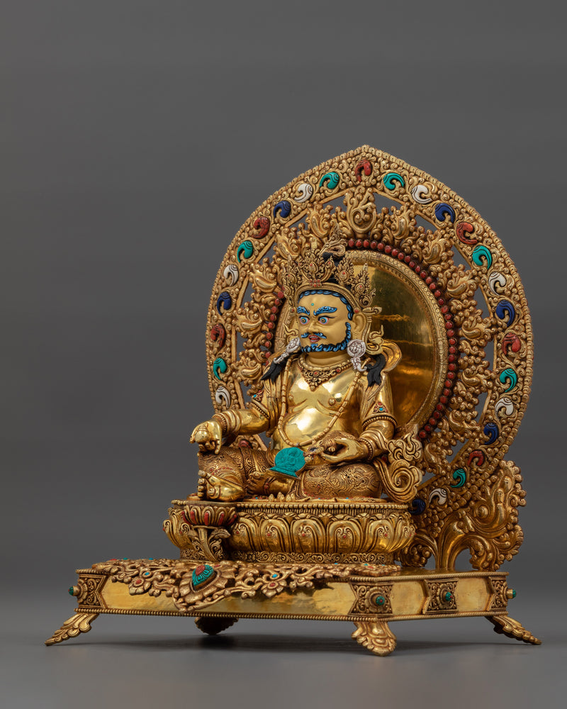 24K Gold Gilded Dzambhala Rituals Figure | The Wealth Deity of Prosperity