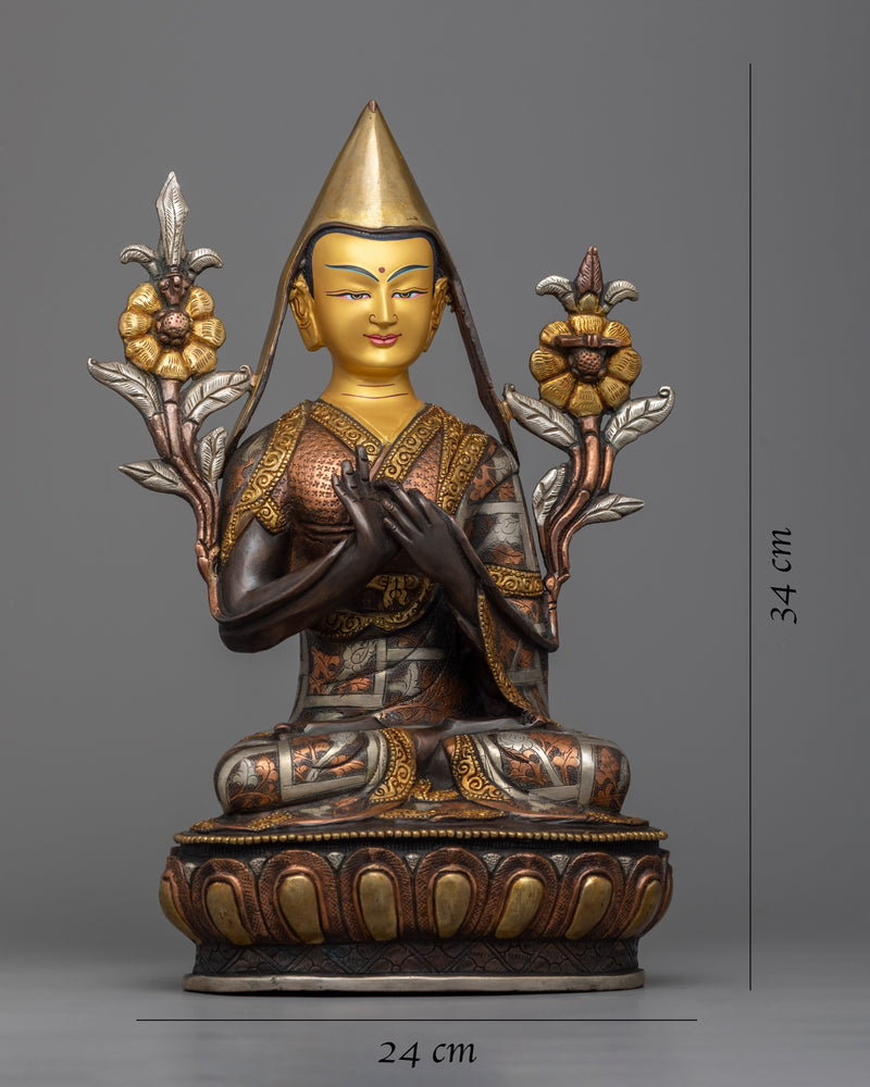 Radiant Je Tsongkhapa Mantra Statue | A Beacon of Wisdom and Spiritual Growth