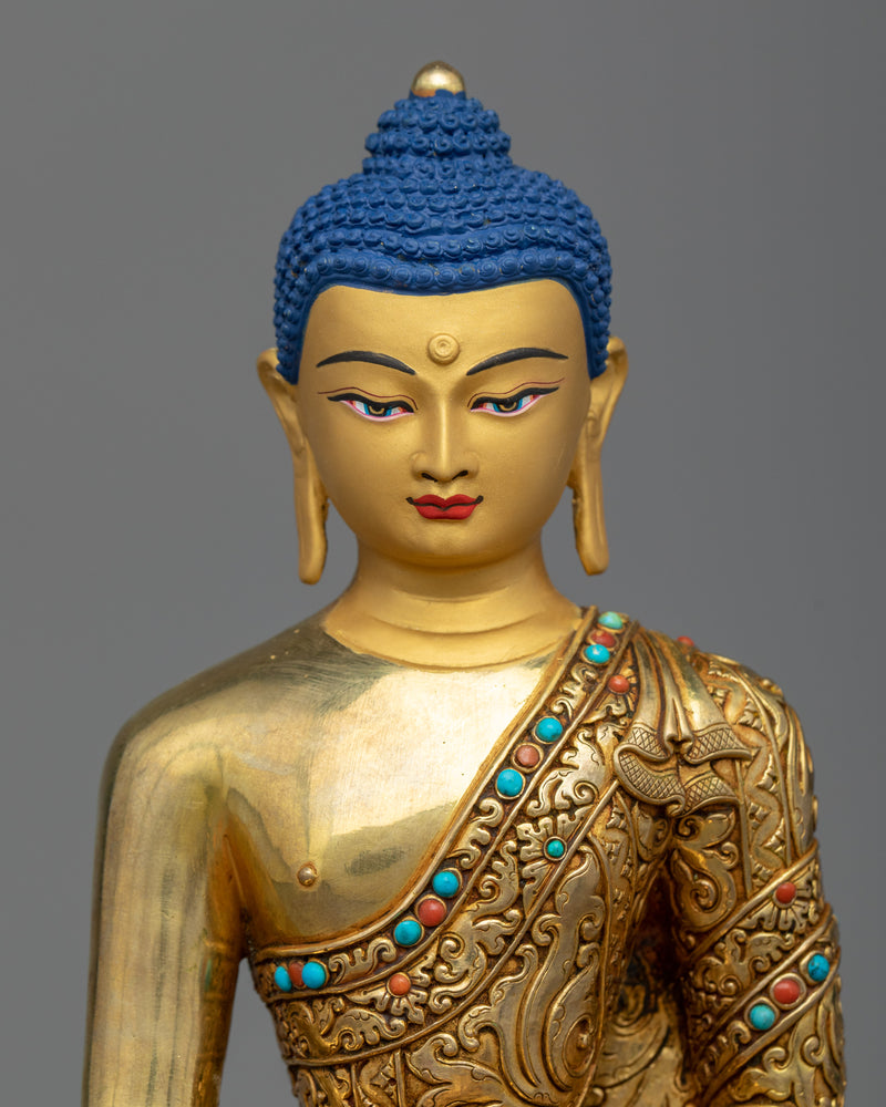 Nepalese Hand crafted Gautam Buddha Portrait | Buddhist Gold Gilded Statue