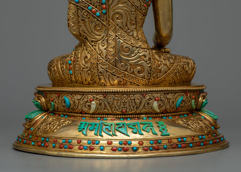 Nepalese Hand crafted Gautam Buddha Portrait | Buddhist Gold Gilded Statue