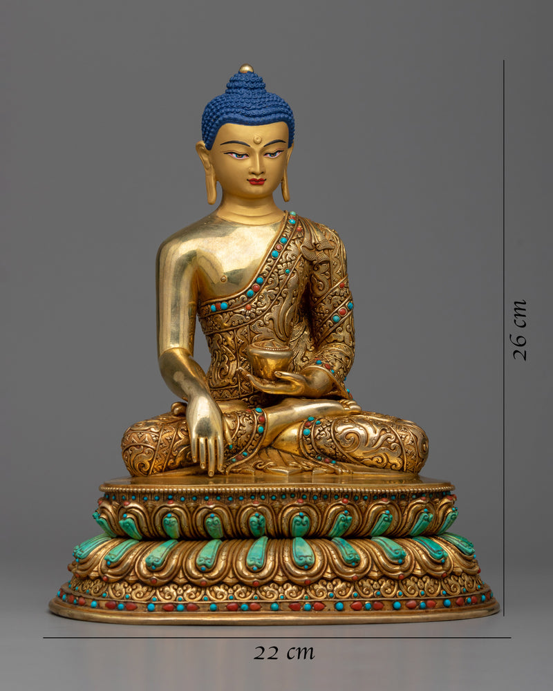 Nepalese Hand crafted Gautam Buddha Portrait | Buddhist Gold Gilded Statue