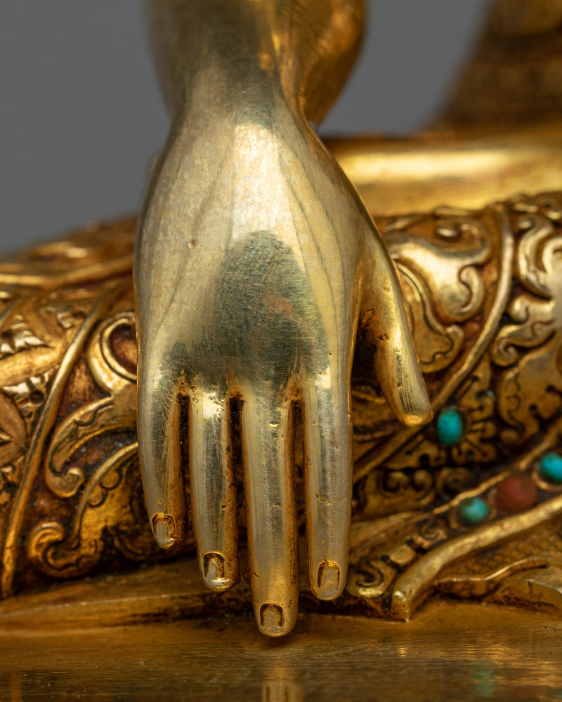 Nepalese Hand crafted Gautam Buddha Portrait | Buddhist Gold Gilded Statue