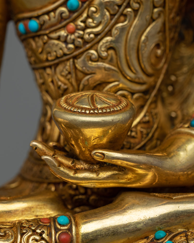 Nepalese Hand crafted Gautam Buddha Portrait | Buddhist Gold Gilded Statue