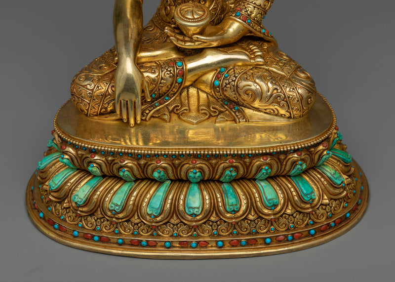 Nepalese Hand crafted Gautam Buddha Portrait | Buddhist Gold Gilded Statue