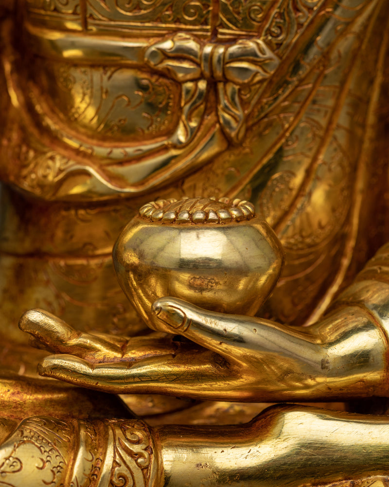 Sangay Shakya Thupa Gold Gilded Sculpture | Shakyamuni Buddha Statue