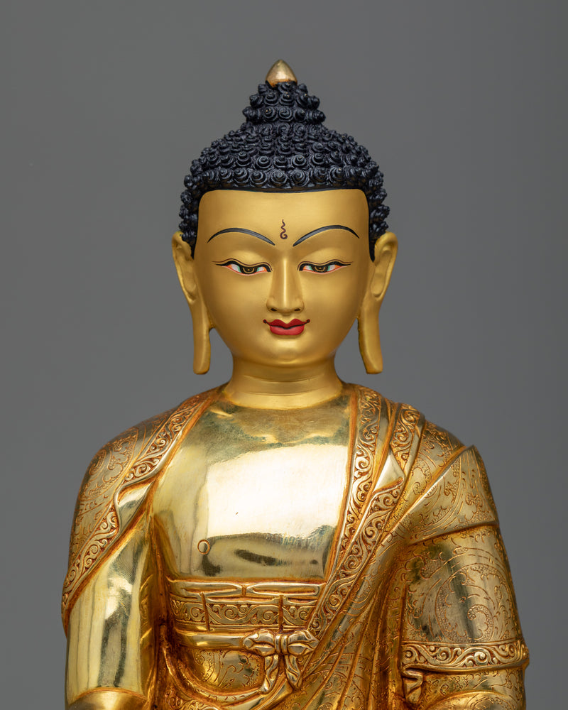 Sangay Shakya Thupa Gold Gilded Sculpture | Shakyamuni Buddha Statue