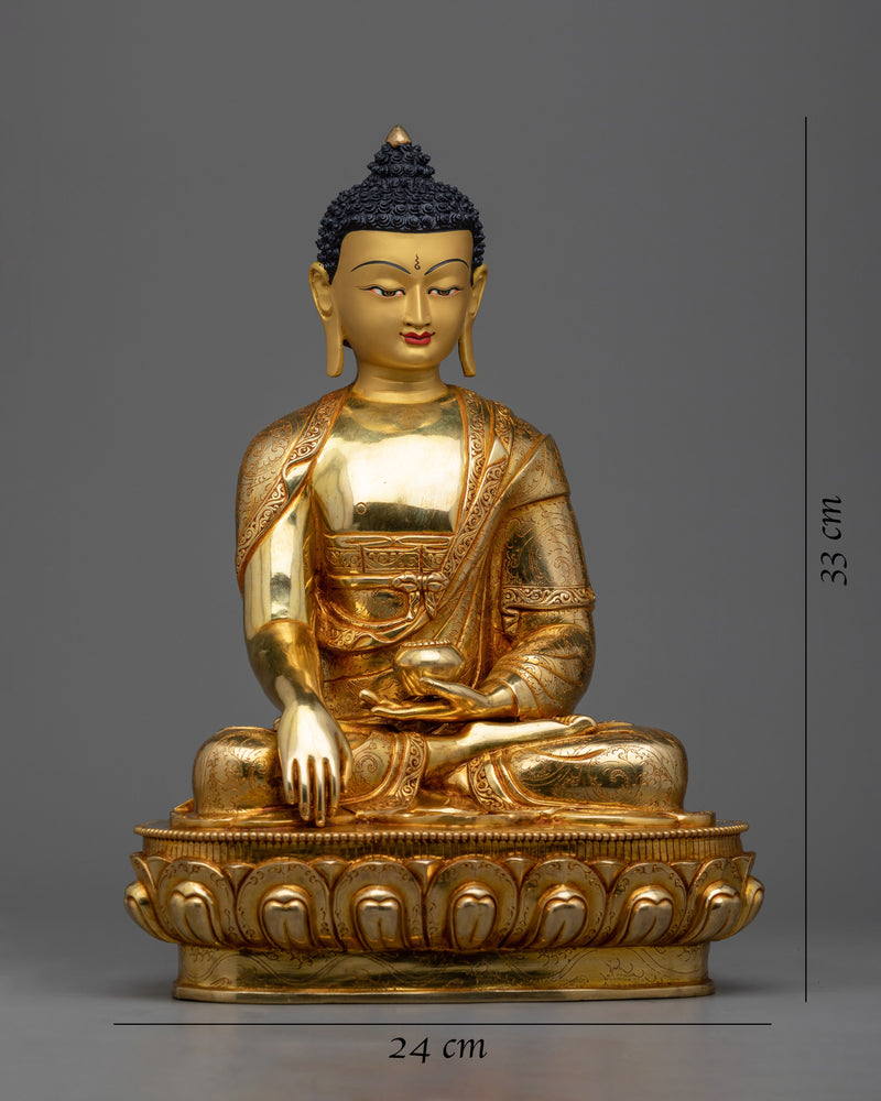 Sangay Shakya Thupa Gold Gilded Sculpture | Shakyamuni Buddha Statue