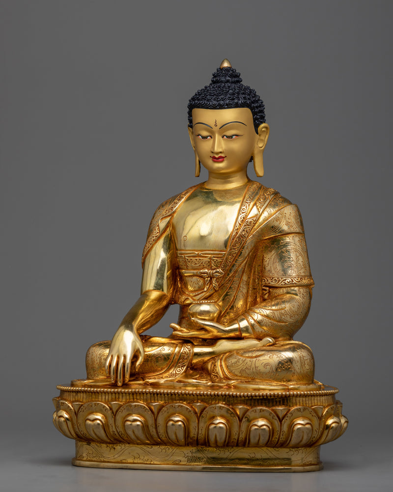 Sangay Shakya Thupa Gold Gilded Sculpture | Shakyamuni Buddha Statue