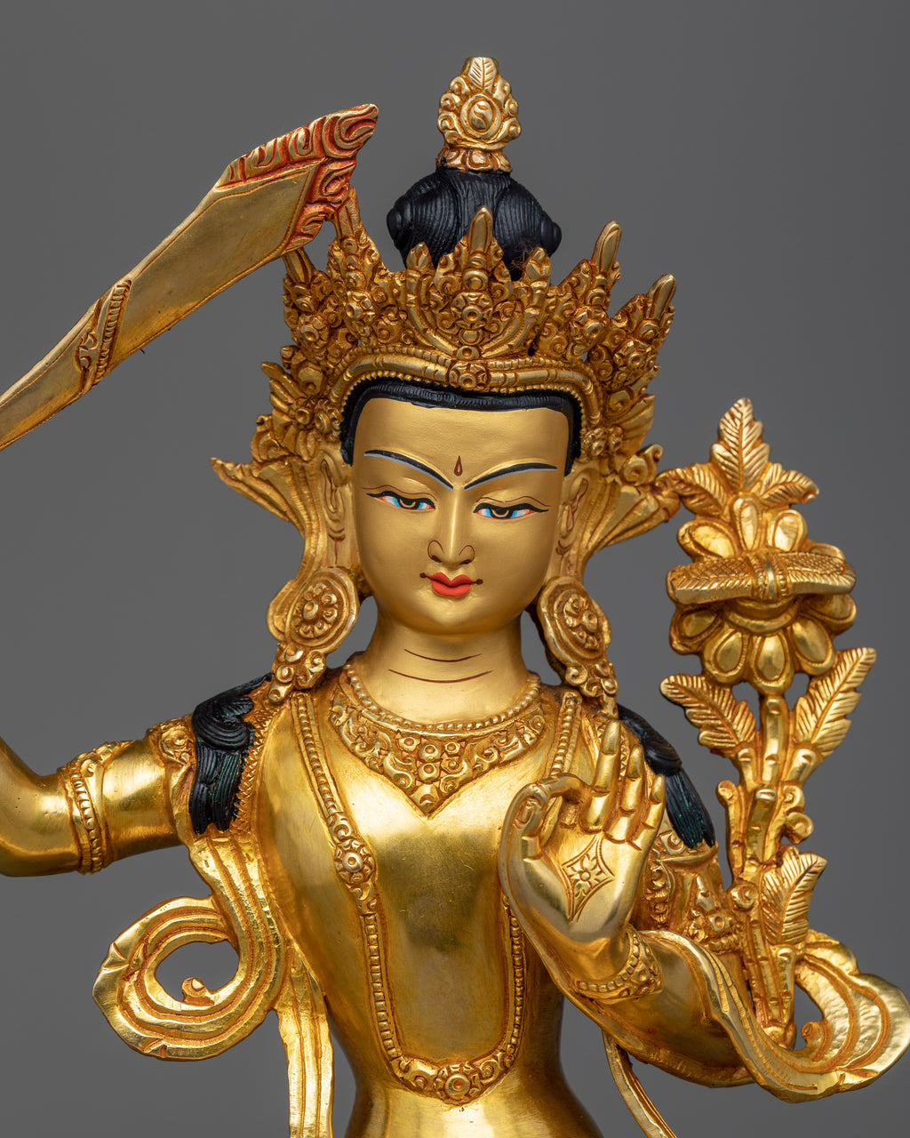 Light up Wisdom with our Manjushri Copper Sculpture | Divine Enlighten