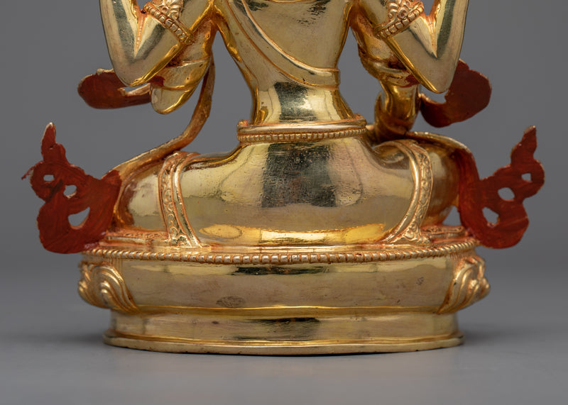 Gold Gilded Statue of Saraswati | Goddess of Knowledge