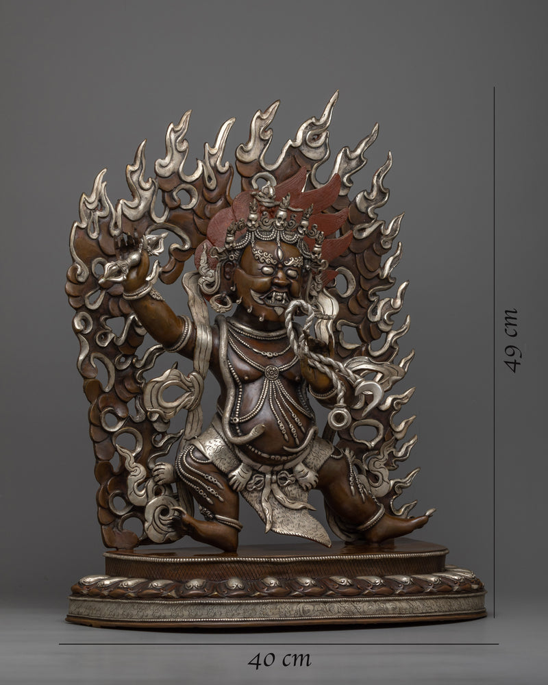 Vajrapani Bodhisattva Mantra Filled Statue | Silver Plated, Oxidized C