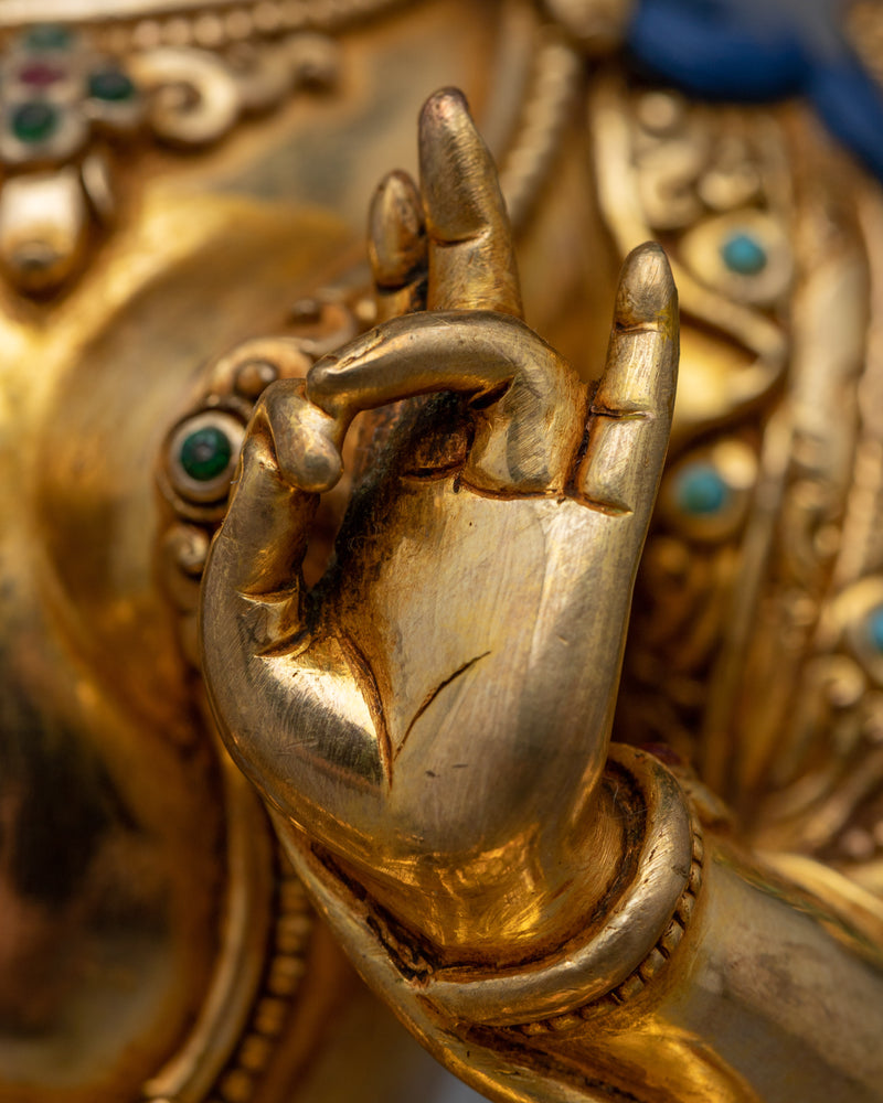 Green Tara Gold Gilded Statue | Experience Divine Compassion