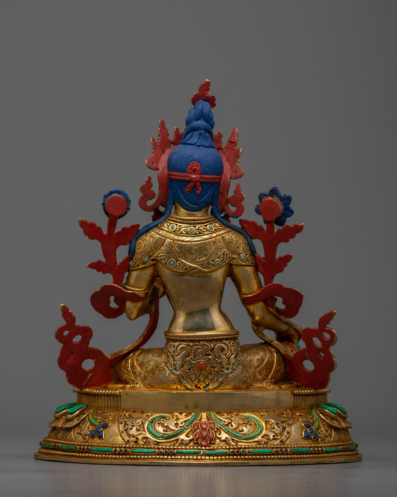 Green Tara Gold Gilded Statue | Experience Divine Compassion