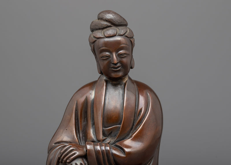 Immerse in Compassion with our Guanyin Statue | Oxidized Copper Statue For Meditation