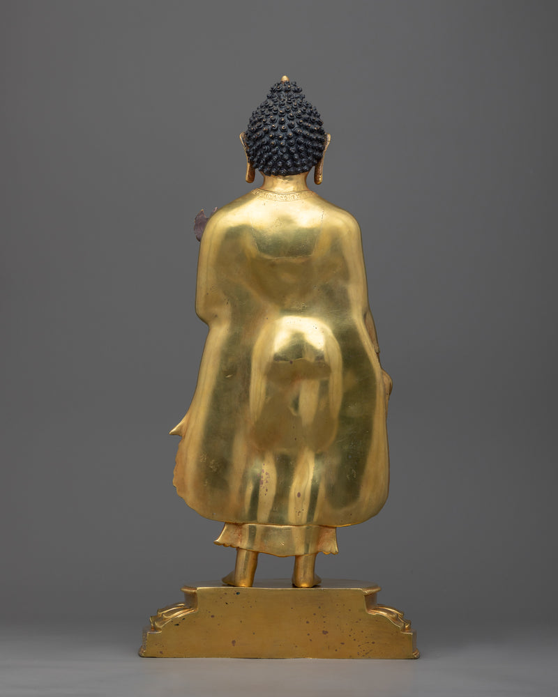 Standing Shakyamuni Buddha Artwork | Experience Enlightenment with Gold Gilded Statue