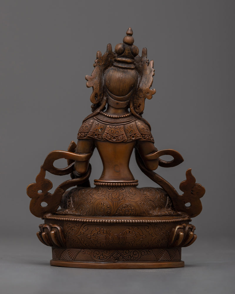 Ksitigarbha Dharani Practice Statue | Oxidized Copper Statue Of Buddhist Bodhisattva