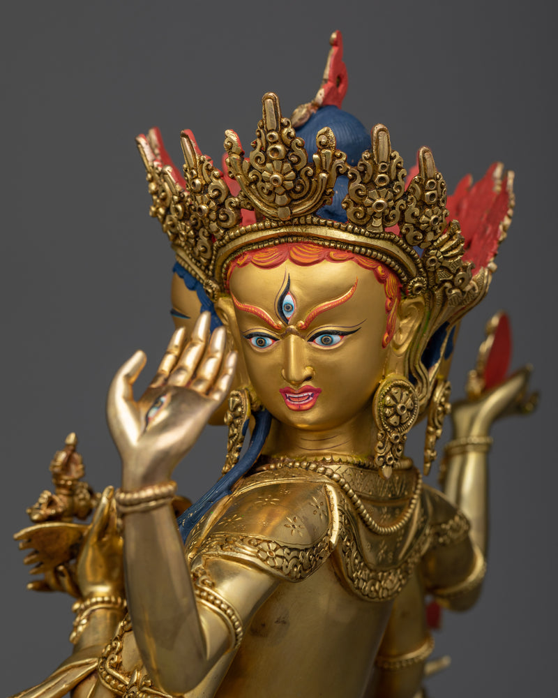 Premium Namgyalma Gold Statue | Ushnishavijaya " Buddha of Longevity" Deity