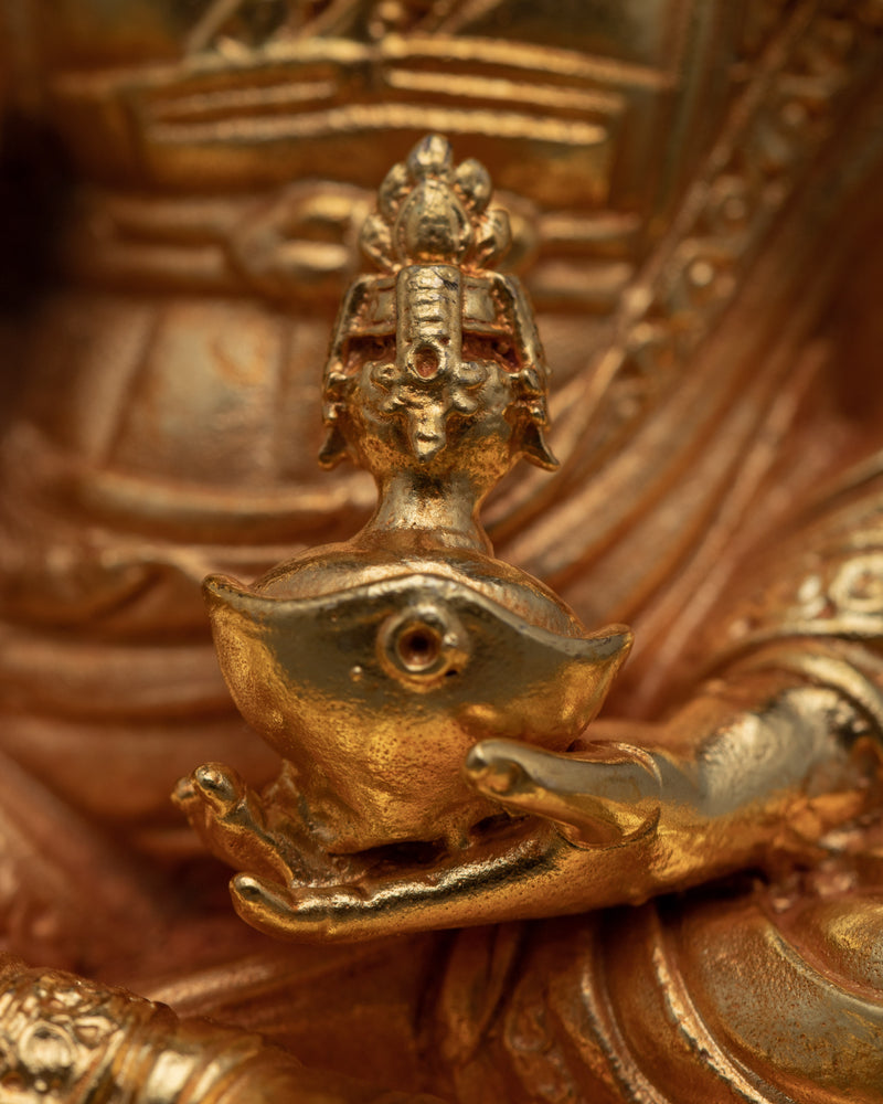Machine Molded Guru Rinpoche Statue | Small Gold Figurine of Lotus Born