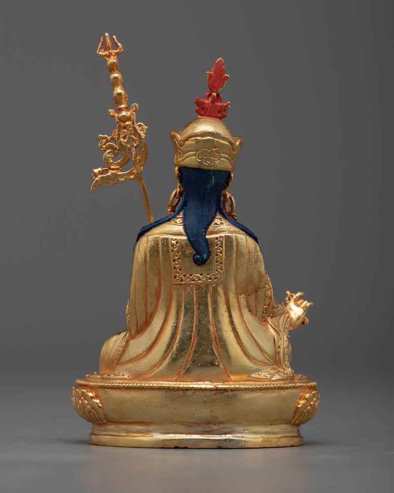 Machine Molded Guru Rinpoche Statue | Small Gold Figurine of Lotus Born