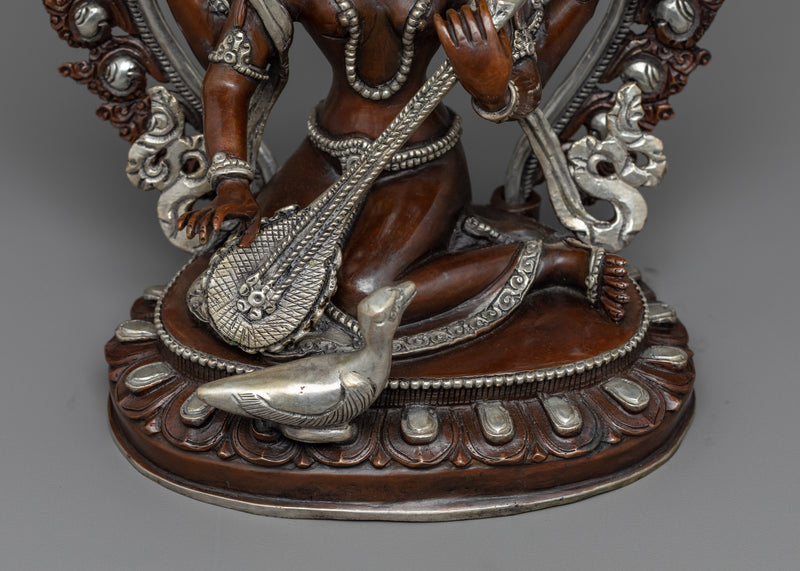 Graceful Saraswati on Swan | A Harmonious Blend of Art and Devotion