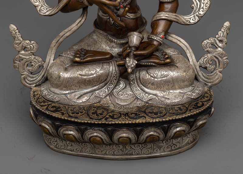 Vajrasattva Dorje Sempa Statue for Spiritual Enthusiasts | Exquisite 24k Gold and silver Plated