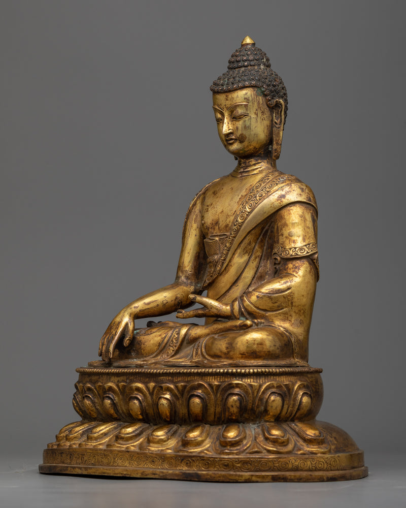 13.7" Antique Shakyamuni Buddha Statue | Handmade in Nepal